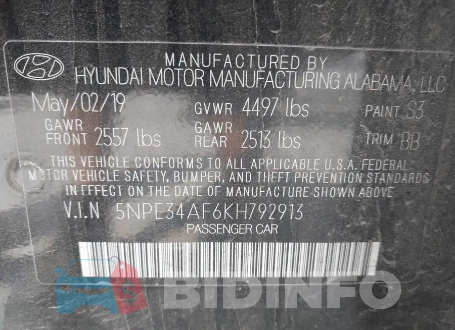 5NPE34AF6KH792913 Photo# 9