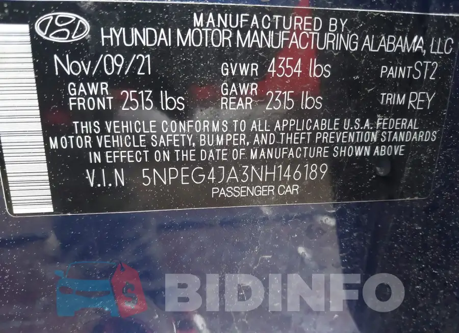 5NPEG4JA3NH146189 Photo# 9