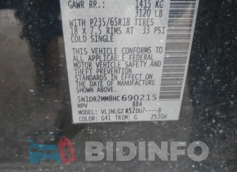 5N1DR2MM8HC690215 Photo# 9