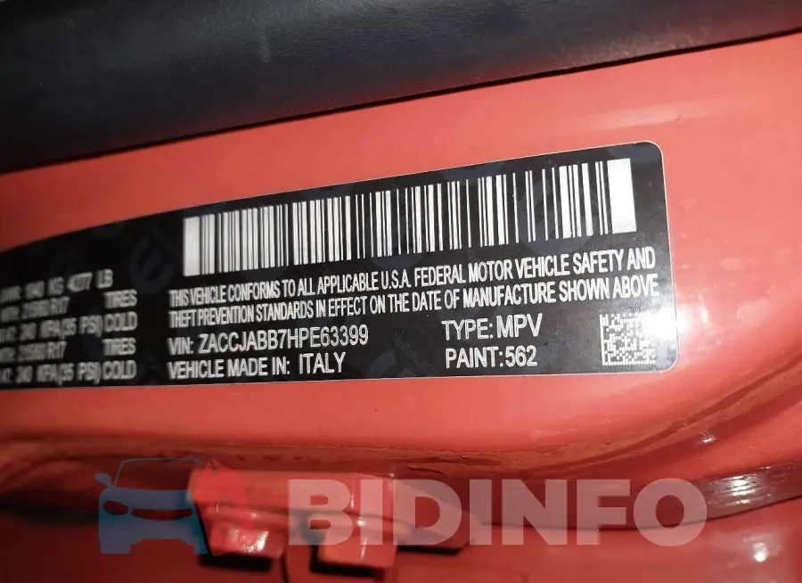 ZACCJABB7HPE63399 Photo# 9