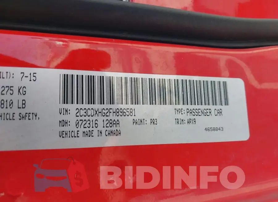 2C3CDXHG2FH896581 Photo# 9