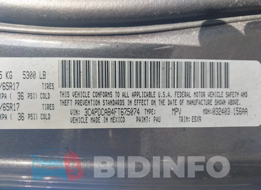 3C4PDCAB4FT675074 Photo# 9