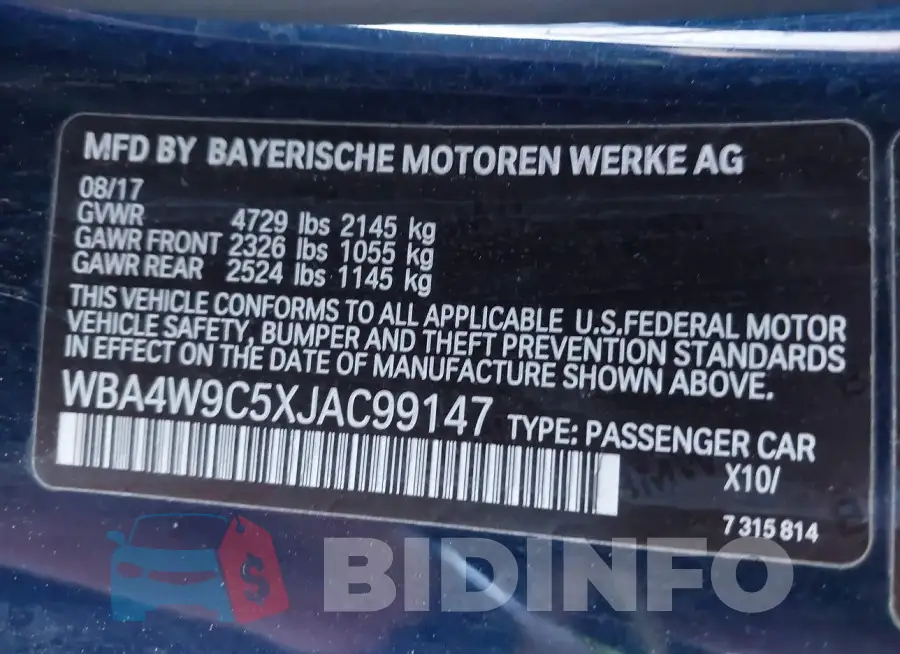 WBA4W9C5XJAC99147 Photo# 9