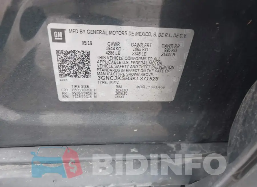 3GNCJKSB3KL371526 Photo# 9