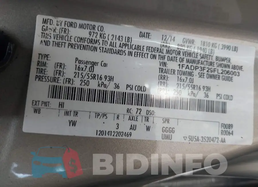 1FADP3F29FL206003 Photo# 9