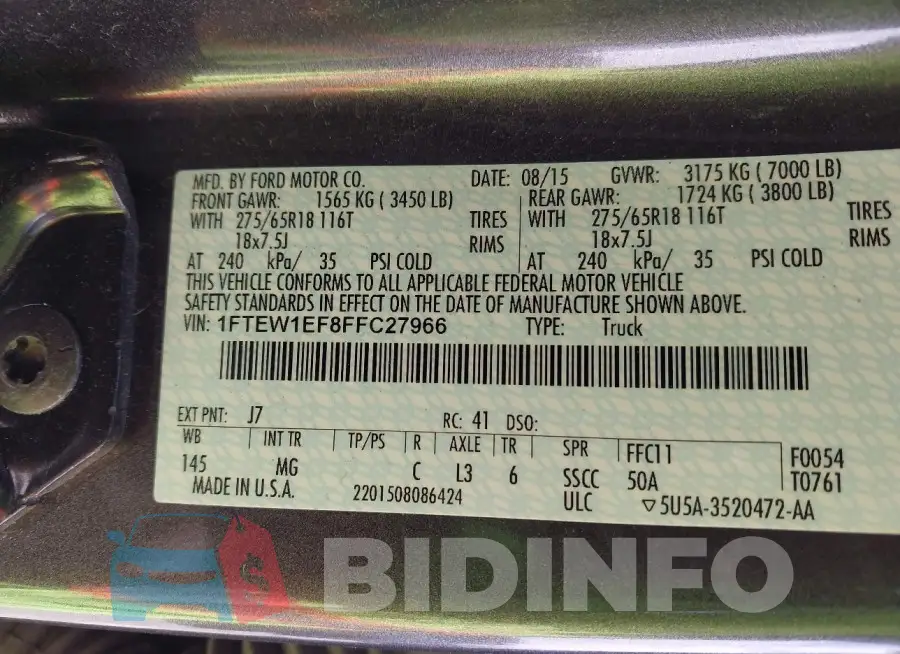 1FTEW1EF8FFC27966 Photo# 9