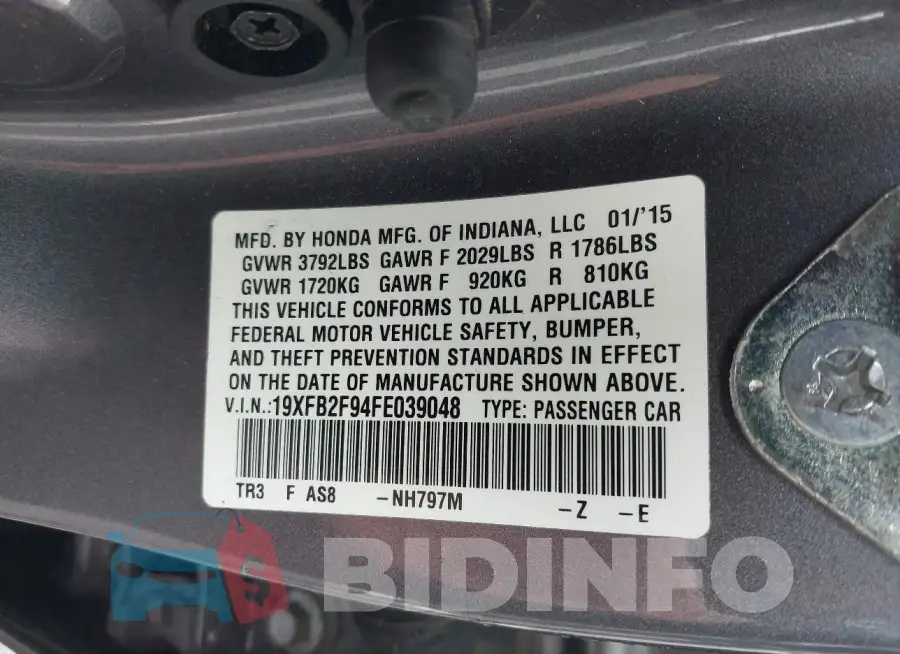 19XFB2F94FE039048 Photo# 9