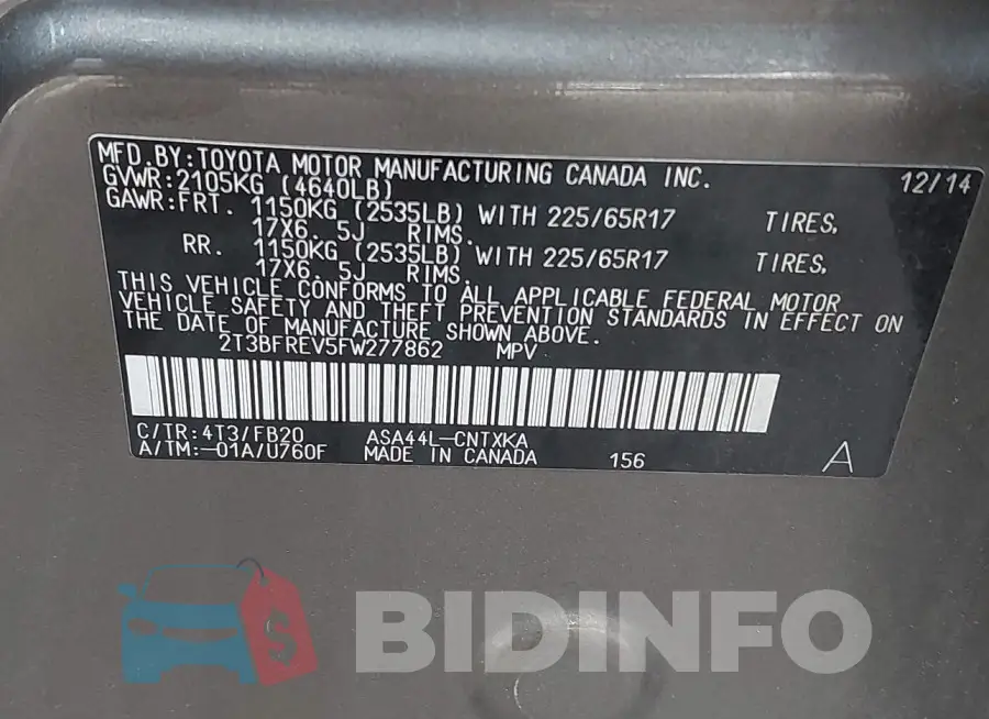 2T3BFREV5FW277862 Photo# 9