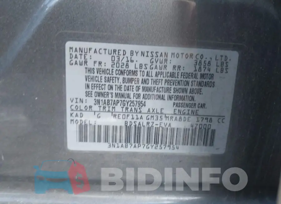 3N1AB7AP7GY257954 Photo# 9