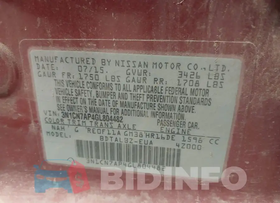 3N1CN7AP4GL804482 Photo# 9