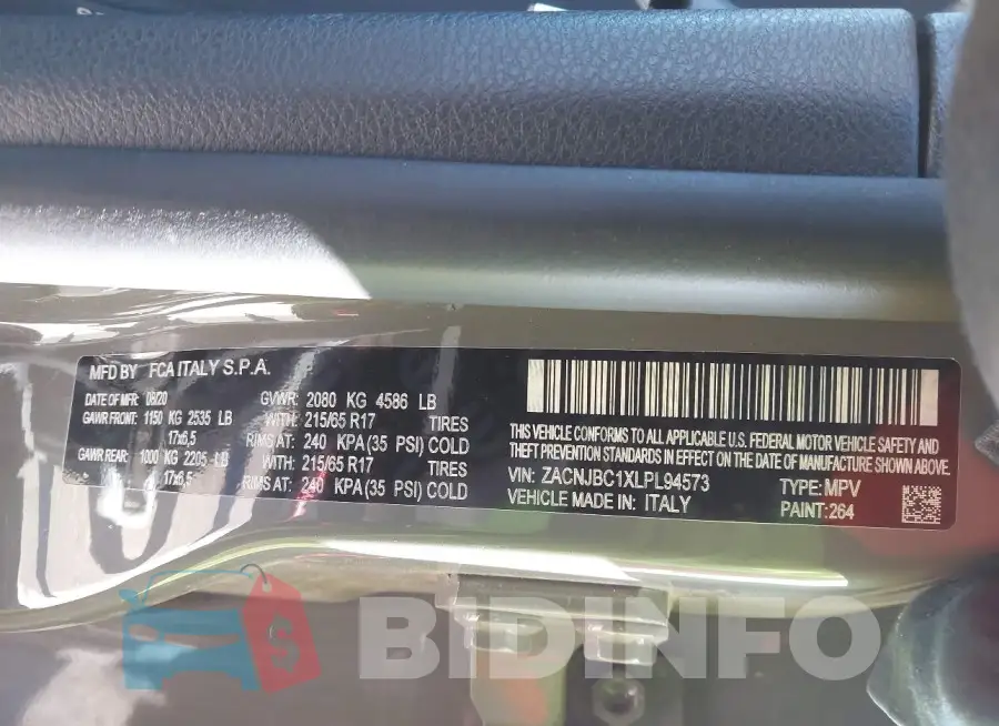 ZACNJBC1XLPL94573 Photo# 9