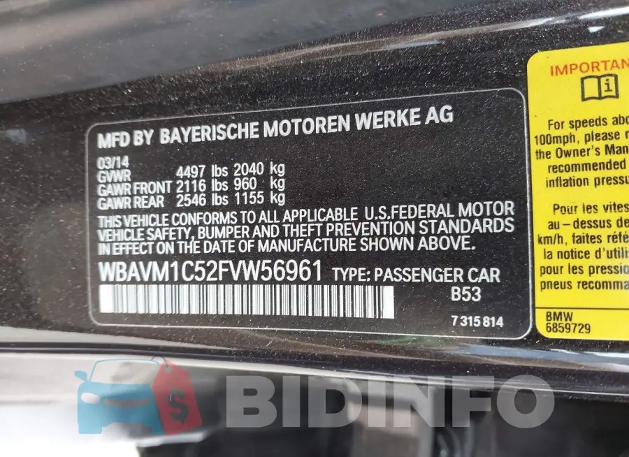 WBAVM1C52FVW56961 Photo# 9