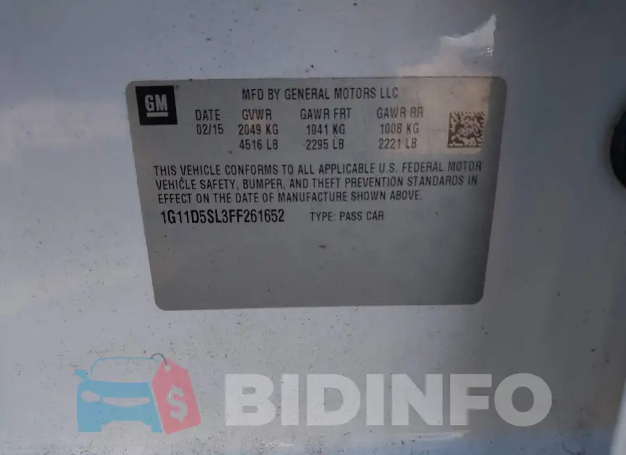 1G11D5SL3FF261652 Photo# 9