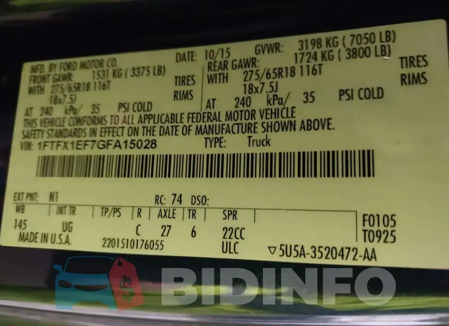 1FTFX1EF7GFA15028 Photo# 9