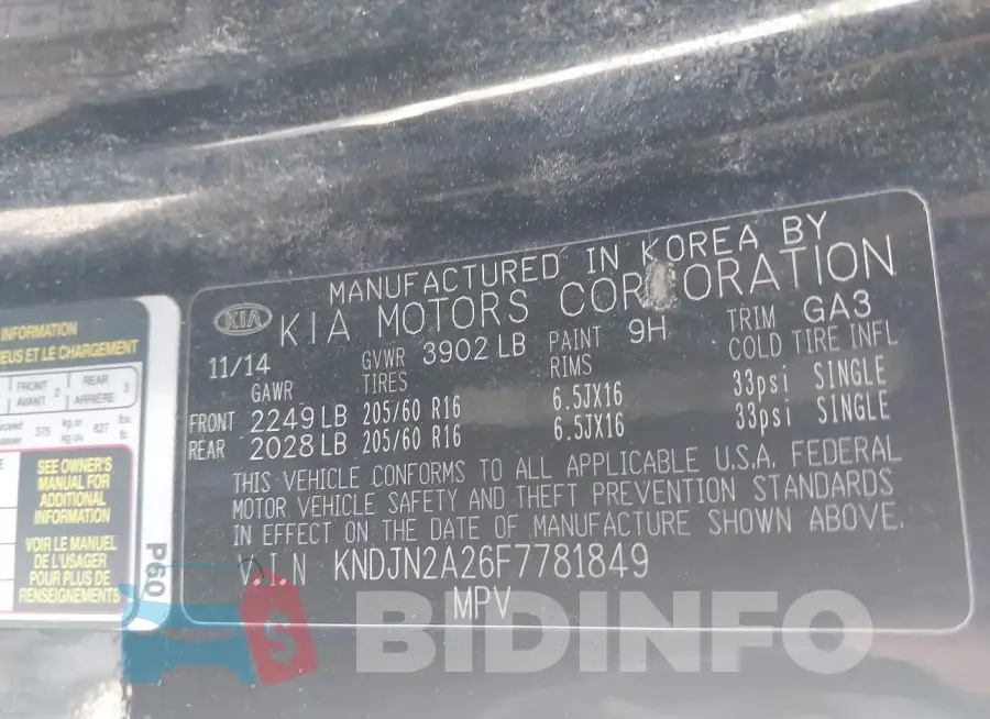 KNDJN2A26F7781849 Photo# 9