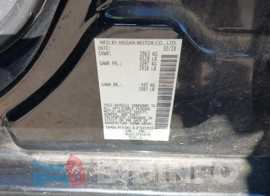 1N4BL4CV3KC125080 Photo# 9