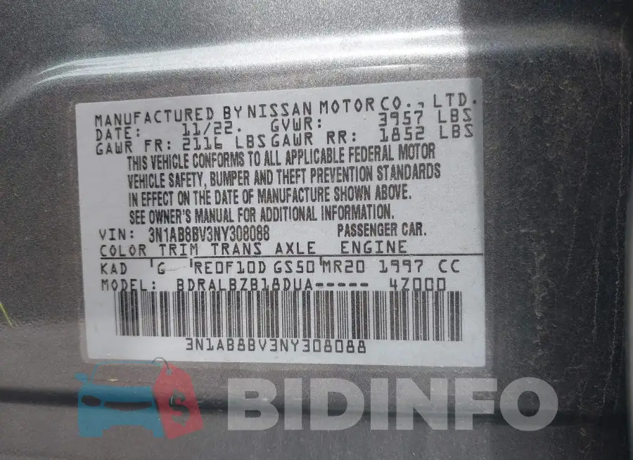 3N1AB8BV3NY308088 Photo# 9