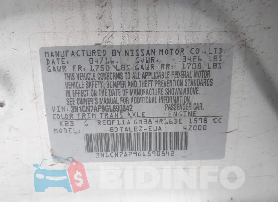 3N1CN7AP9GL890842 Photo# 9