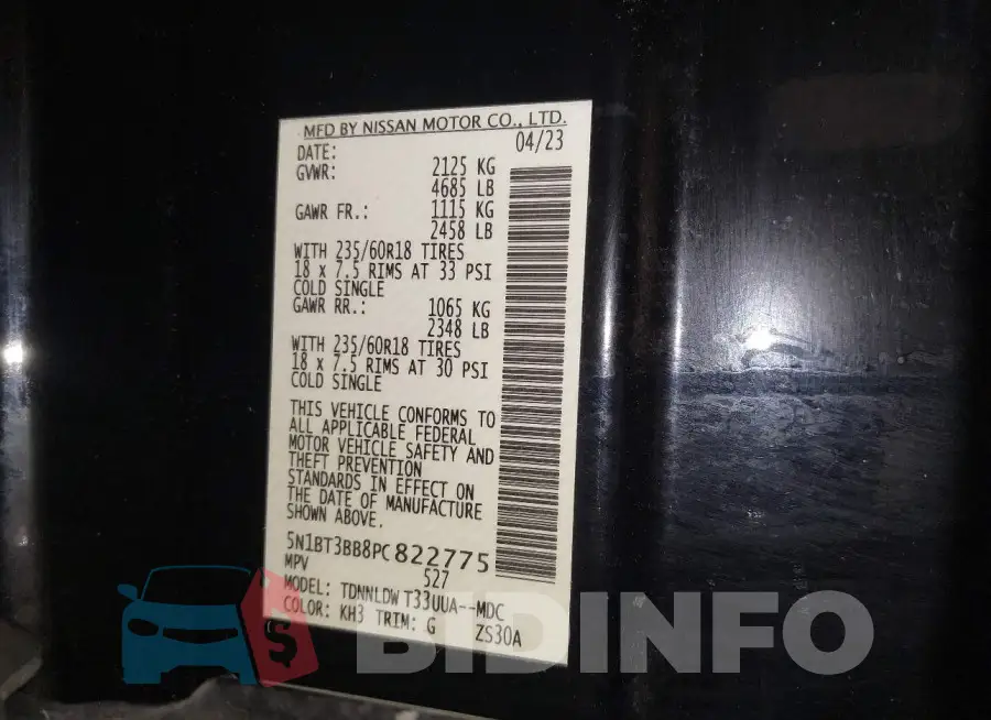 5N1BT3BB8PC822775 Photo# 9