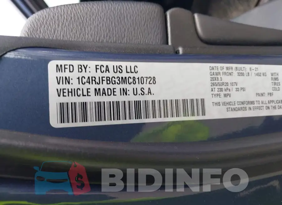 1C4RJFBG3MC810728 Photo# 9