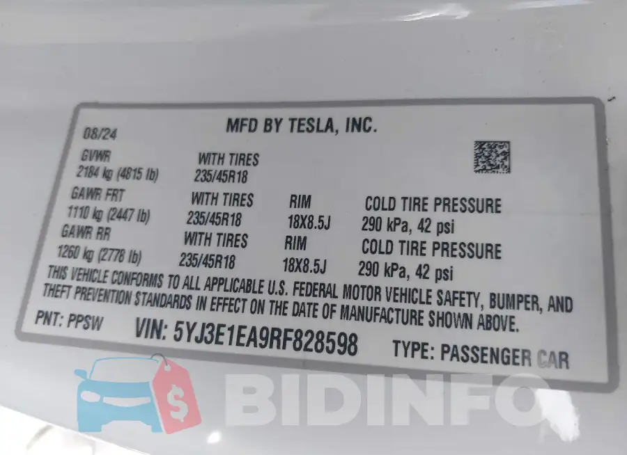 5YJ3E1EA9RF828598 Photo# 9