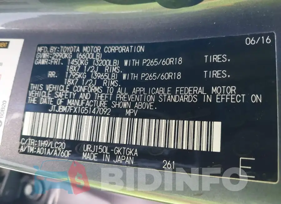 JTJBM7FX1G5147092 Photo# 9