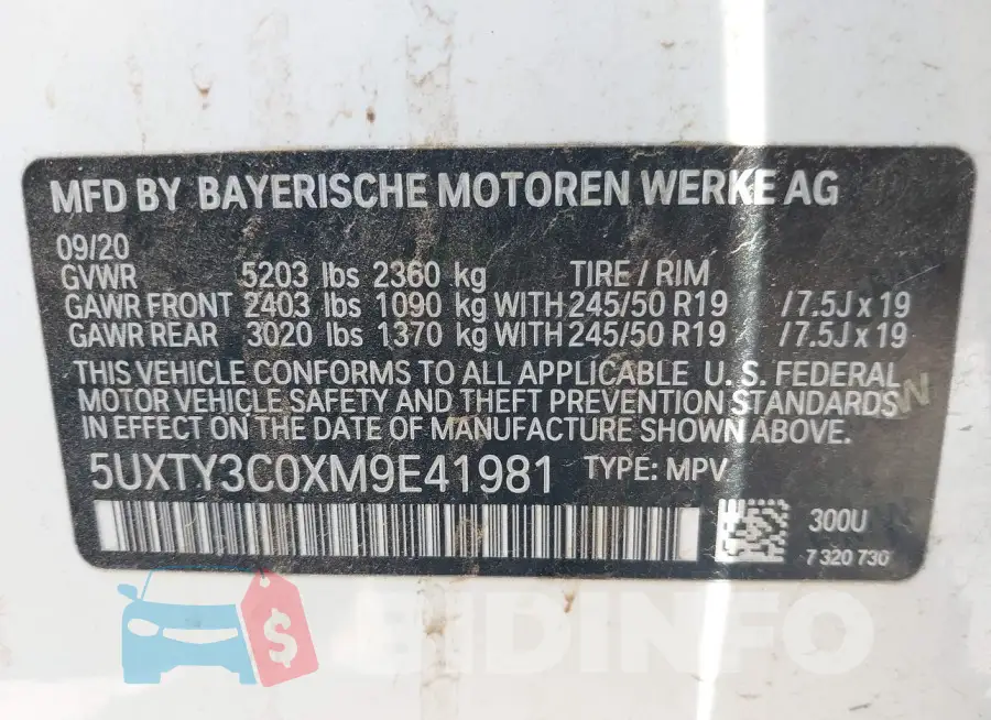 5UXTY3C0XM9E41981 Photo# 9