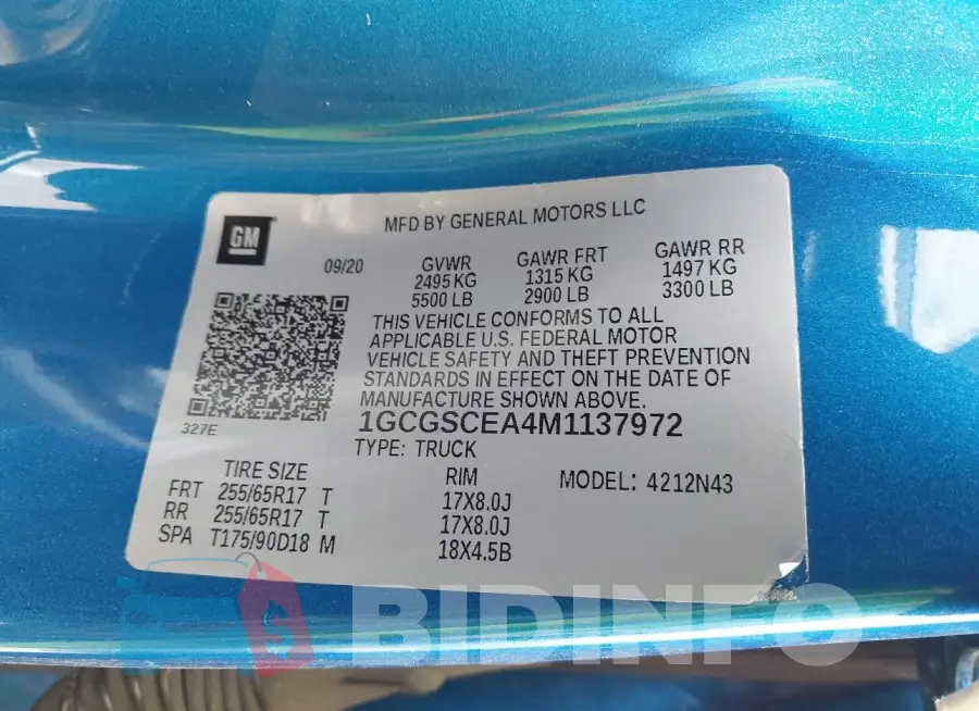 1GCGSCEA4M1137972 Photo# 9