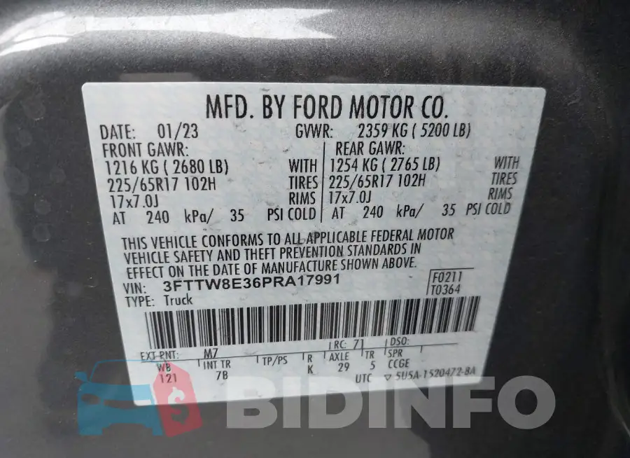 3FTTW8E36PRA17991 Photo# 9