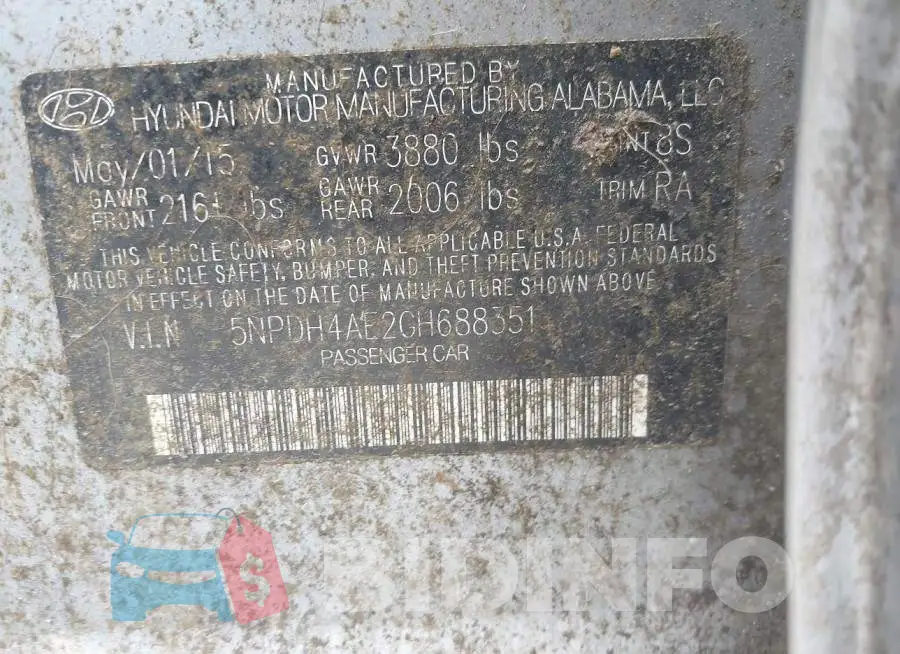 5NPDH4AE2GH688351 Photo# 9