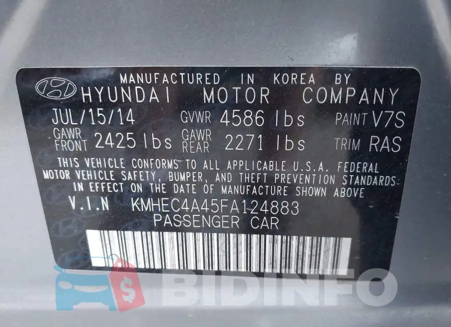 KMHEC4A45FA124883 Photo# 9