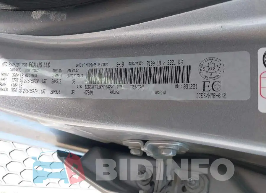 1C6SRFFT5KN814208 Photo# 9