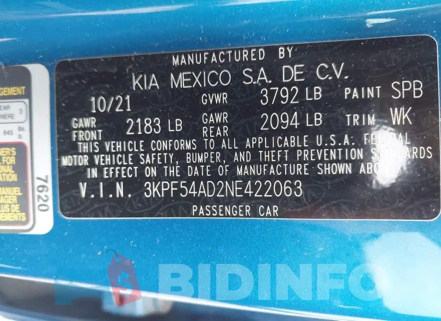 3KPF54AD2NE422063 Photo# 9