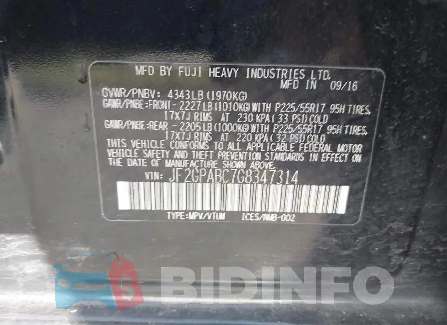 JF2GPABC7G8347314 Photo# 9