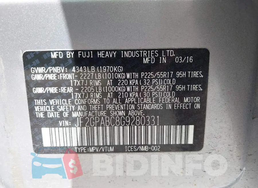 JF2GPABC8G9280331 Photo# 9