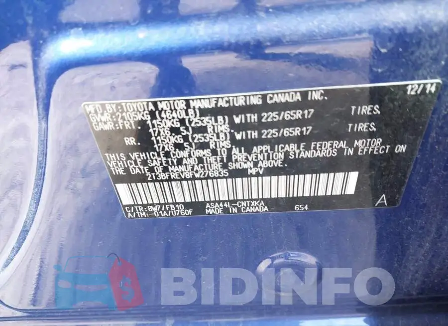 2T3BFREV8FW276835 Photo# 9