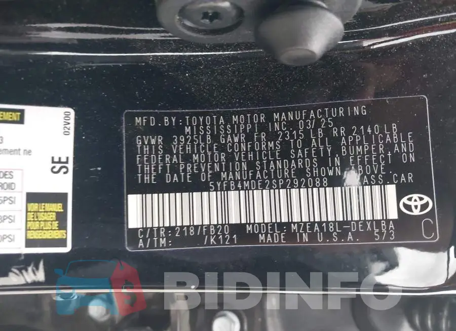5YFB4MDE2SP292088 Photo# 9