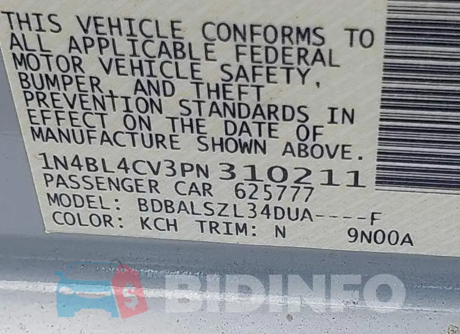 1N4BL4CV3PN310211 Photo# 9