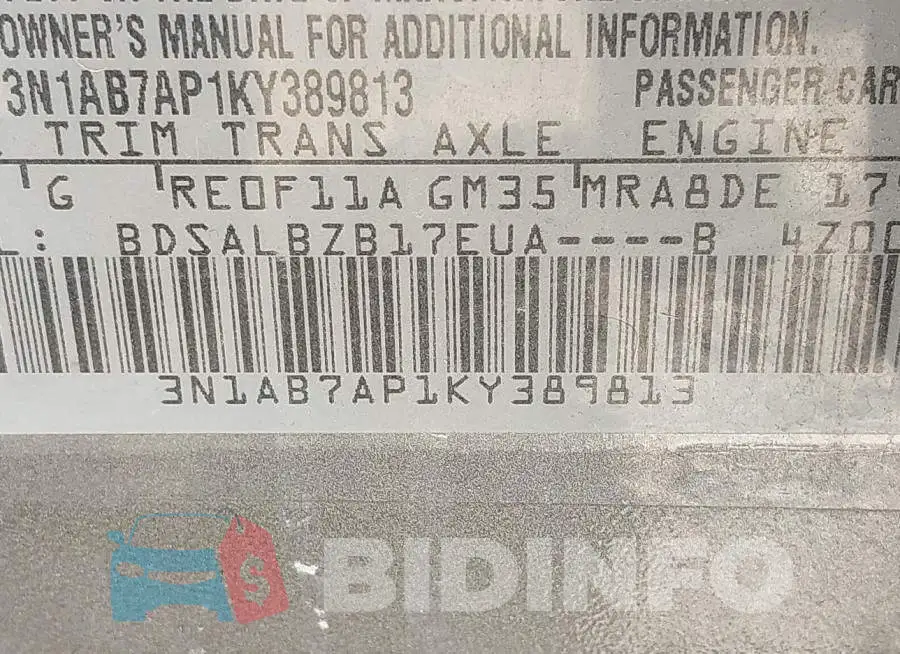 3N1AB7AP1KY389813 Photo# 9