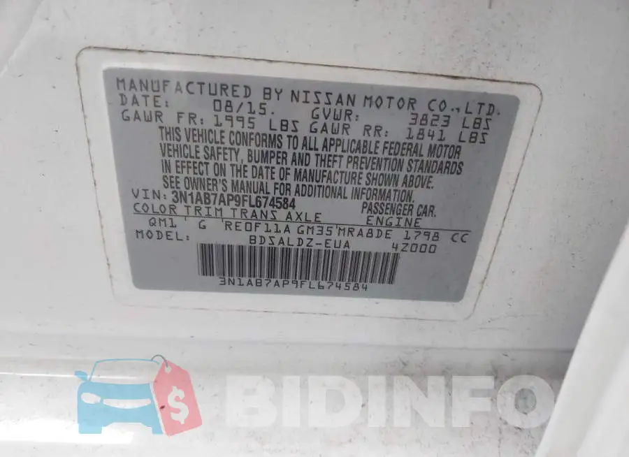 3N1AB7AP9FL674584 Photo# 9