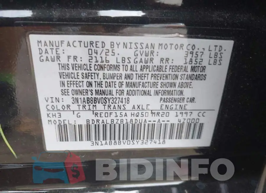 3N1AB8BV0SY327418 Photo# 9