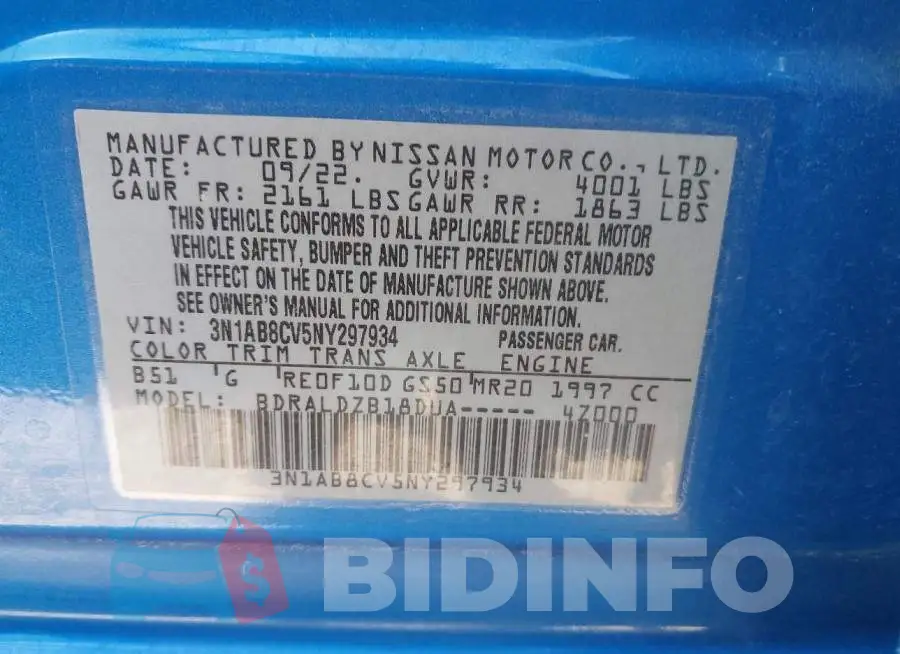 3N1AB8CV5NY297934 Photo# 9