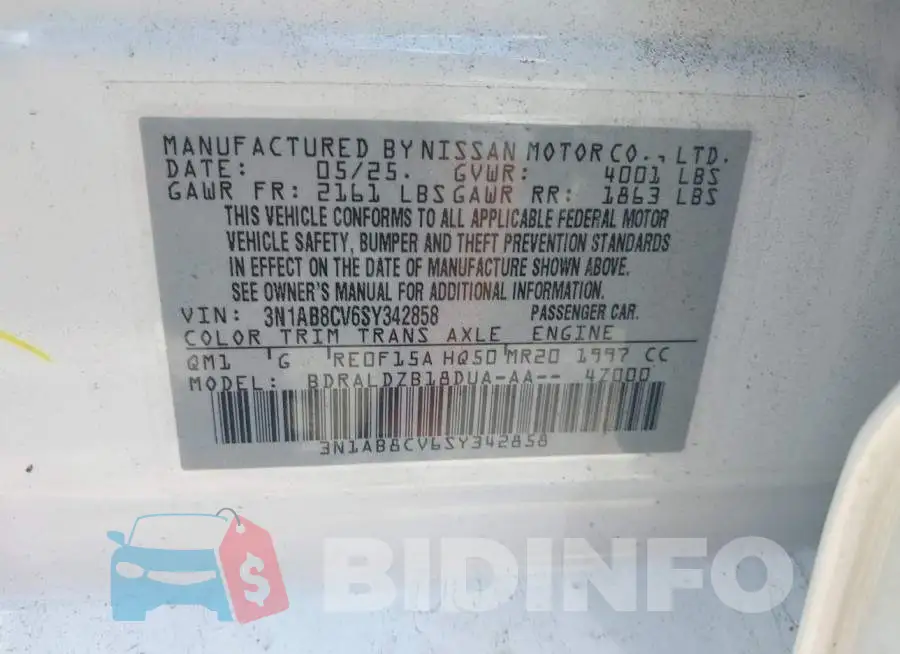 3N1AB8CV6SY342858 Photo# 9