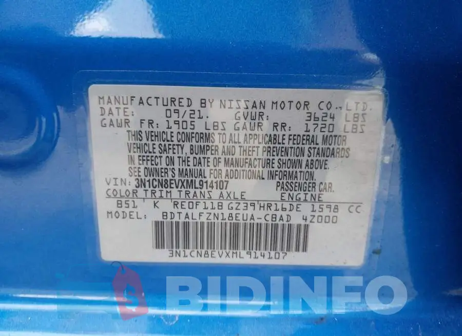 3N1CN8EVXML914107 Photo# 9