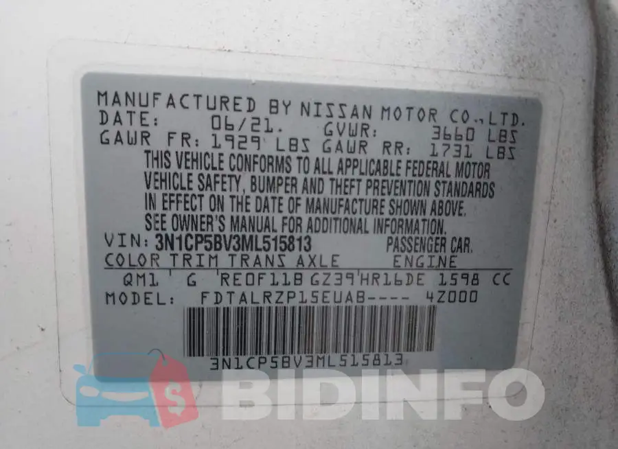 3N1CP5BV3ML515813 Photo# 9