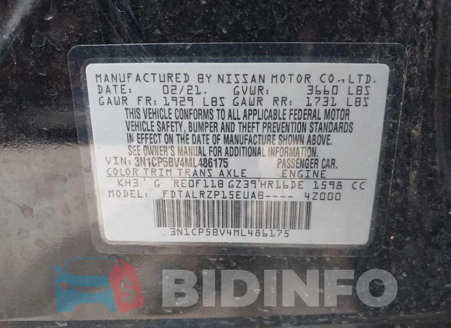 3N1CP5BV4ML486175 Photo# 9