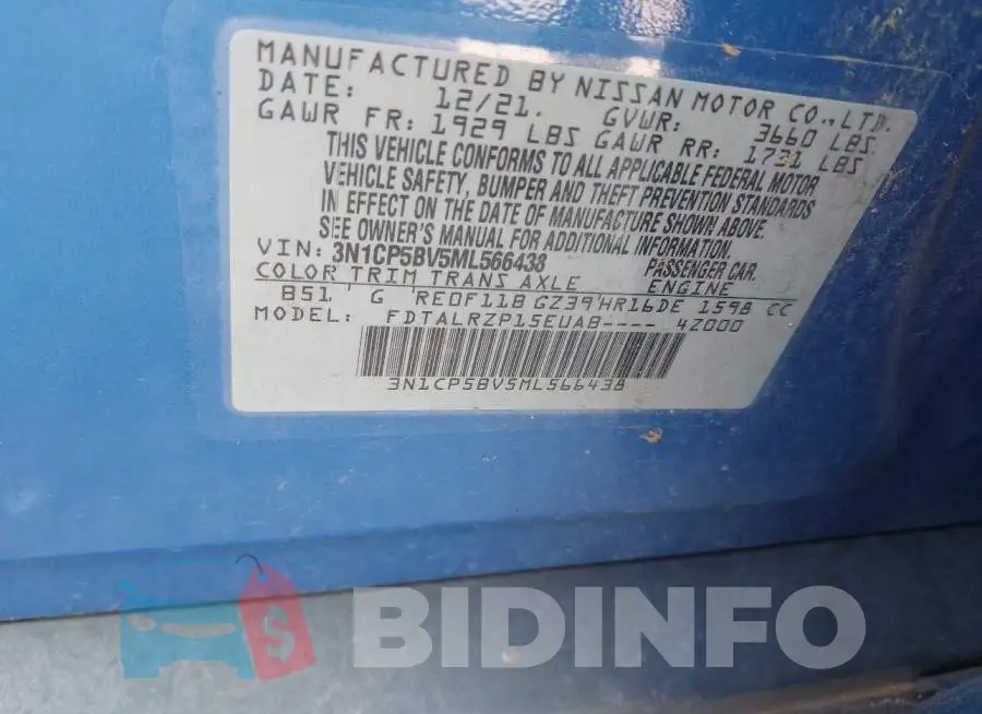 3N1CP5BV5ML566438 Photo# 9