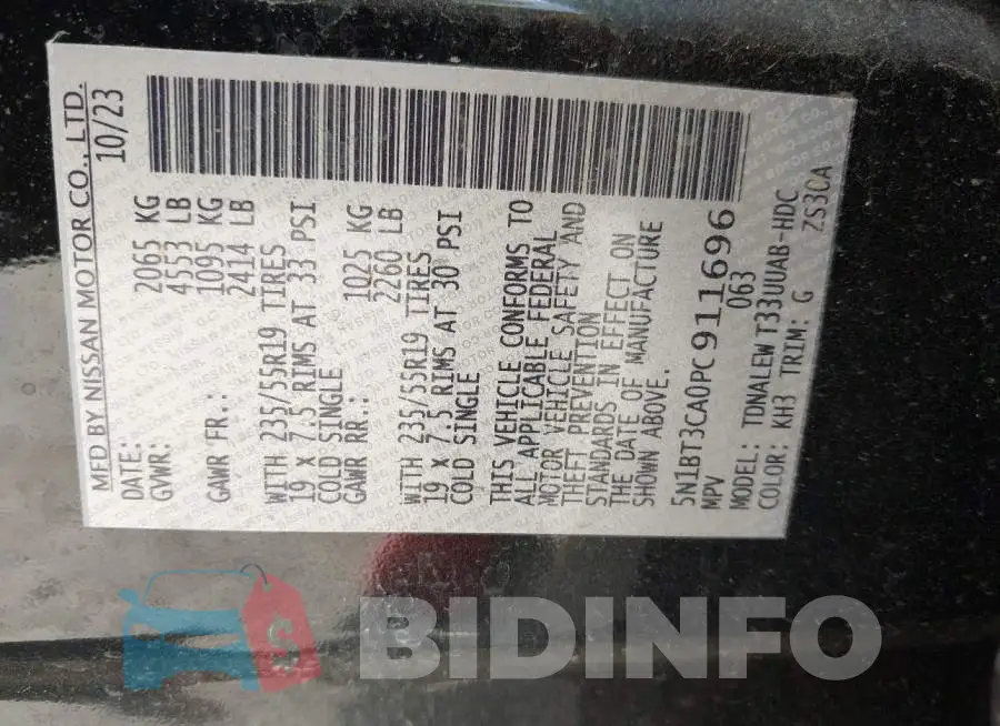 5N1BT3CA0PC911696 Photo# 9