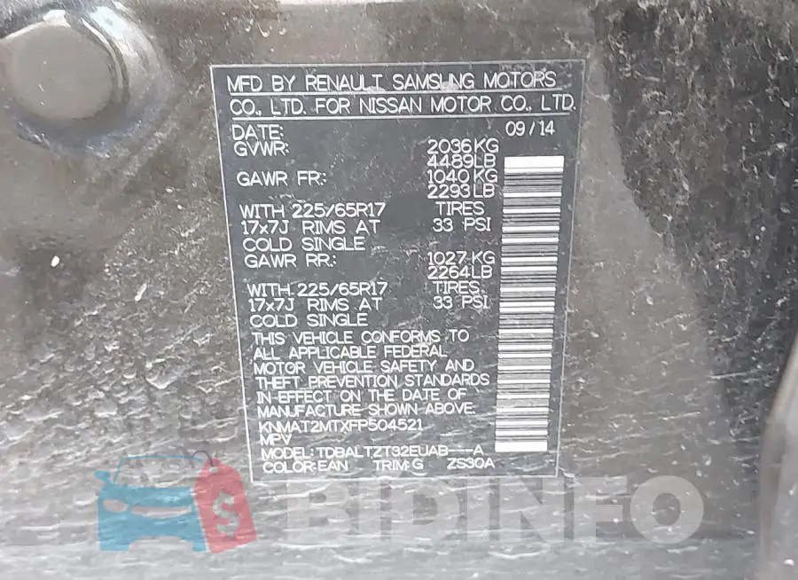 KNMAT2MTXFP504521 Photo# 9