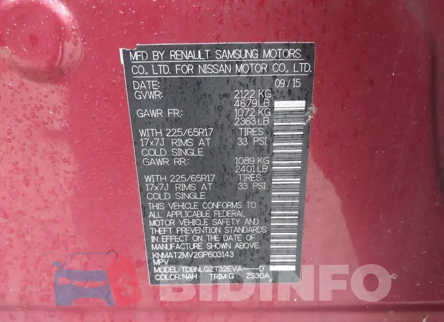 KNMAT2MV2GP603143 Photo# 9